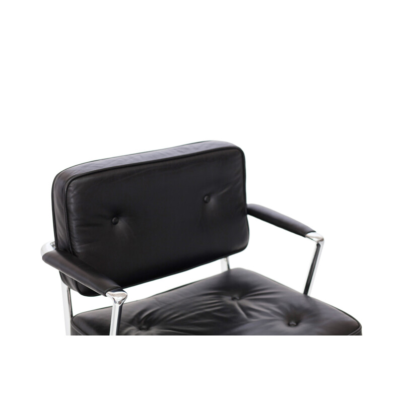 Pair of "Intermediate" Desk Chair" in black leather by Eames - 1970s