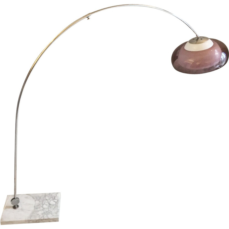 French Mid-Century Modern Arc Floorlamp with Marble Base - 1970s