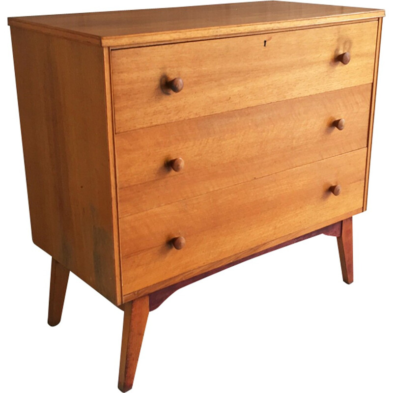 Mid-century English chest drawers with pull out desk - 1970s