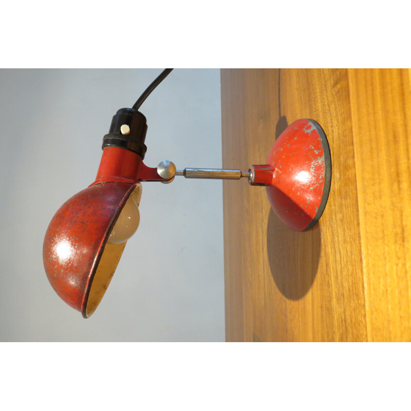 Red British Vintage Industrial Lamp by Grail - 1950s