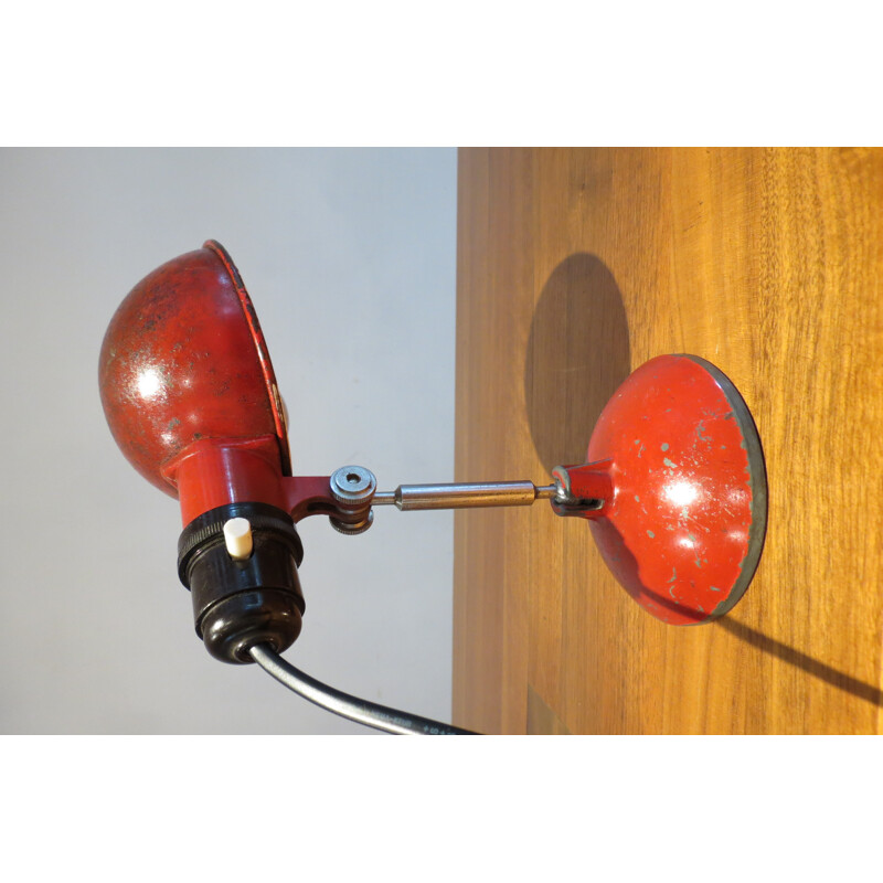 Red British Vintage Industrial Lamp by Grail - 1950s