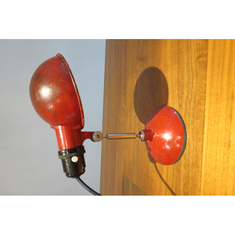 Red British Vintage Industrial Lamp by Grail - 1950s