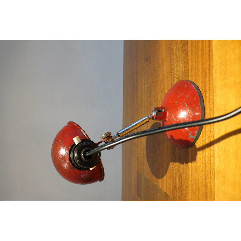 Red British Vintage Industrial Lamp by Grail - 1950s