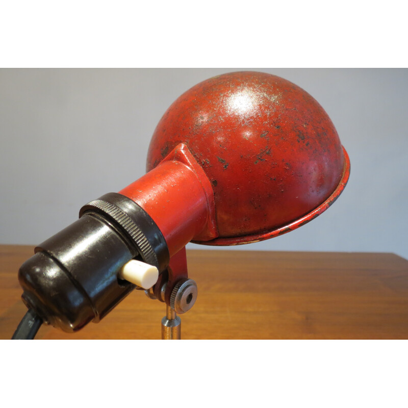 Lampe Industrielle Rouge Vintage par Grail Angleterre - 1950