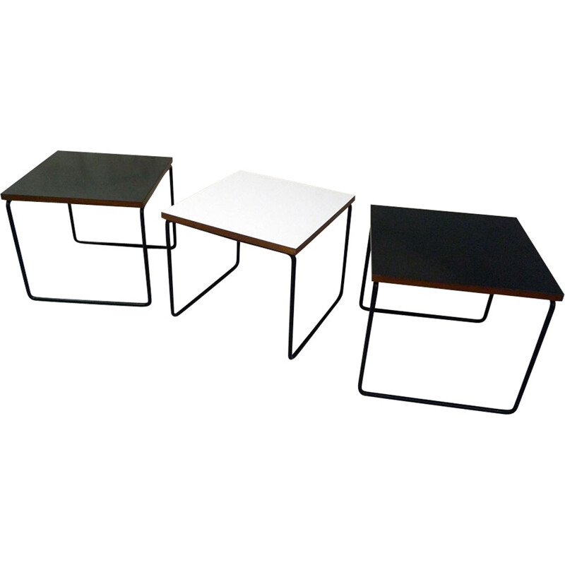Set of 3 "volante" tables by Pierre Guariche for Steiner - 1950s