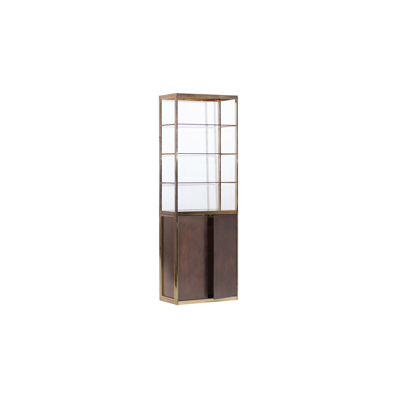 Copper and brass display cabinet by Maison Jansen - 1970s