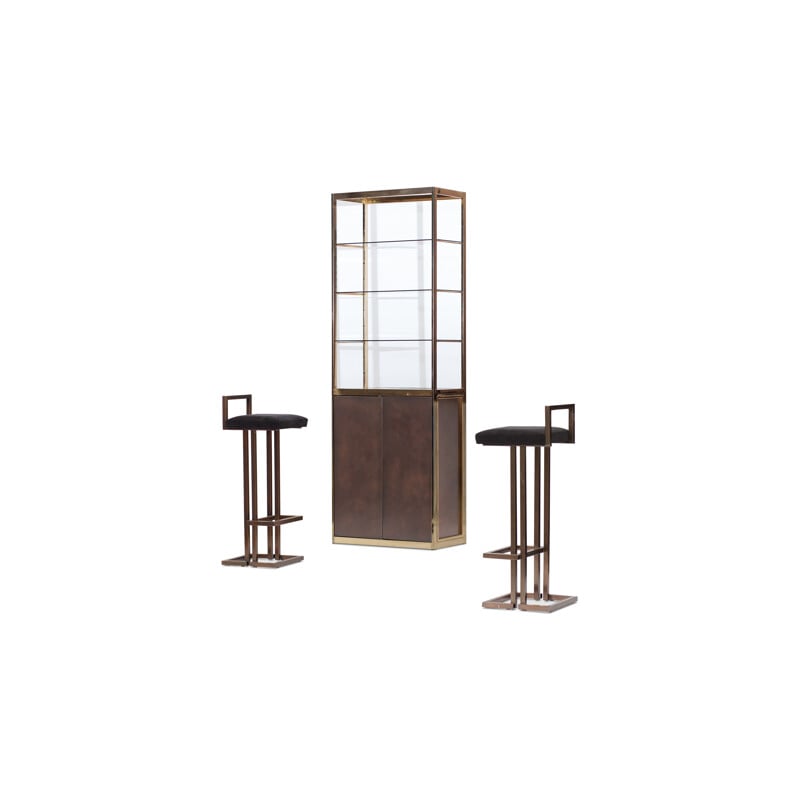 Copper and brass display cabinet by Maison Jansen - 1970s
