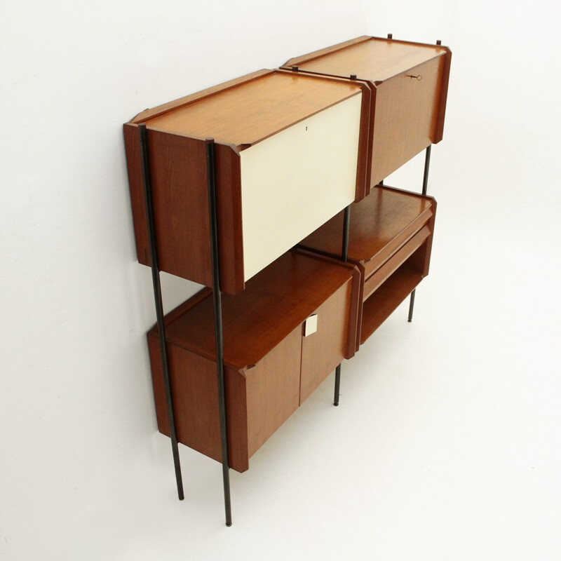 Vintage Italian wall unit system with uprights - 1950s