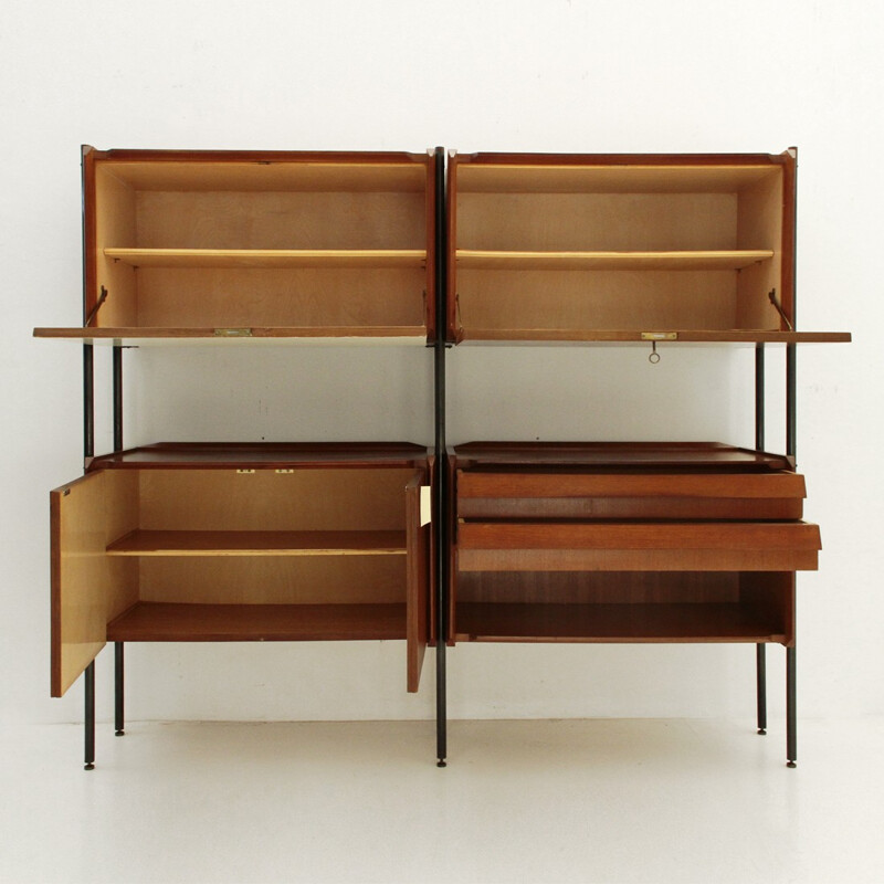 Vintage Italian wall unit system with uprights - 1950s