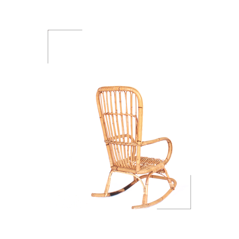 Vintage rattan rocking chair - 1960s