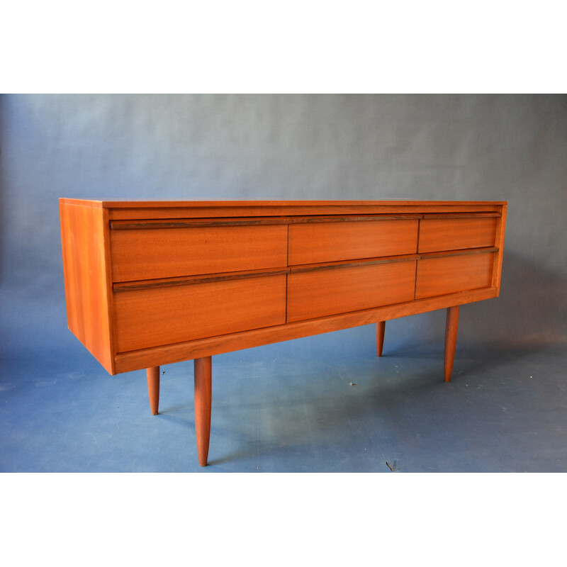 Vintage sideboard in wood with 6 drawers - 1960s