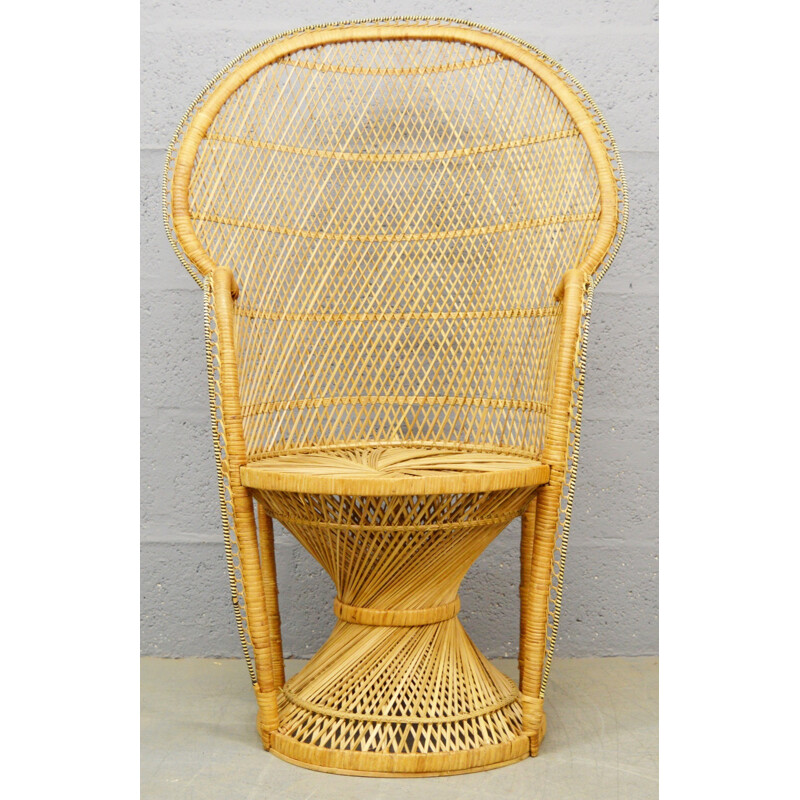 Chaise en osier vintage "Peacock" - 1970