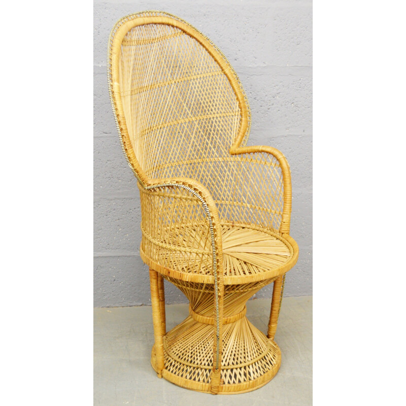 Vintage wicker "Peacock" chair - 1970s