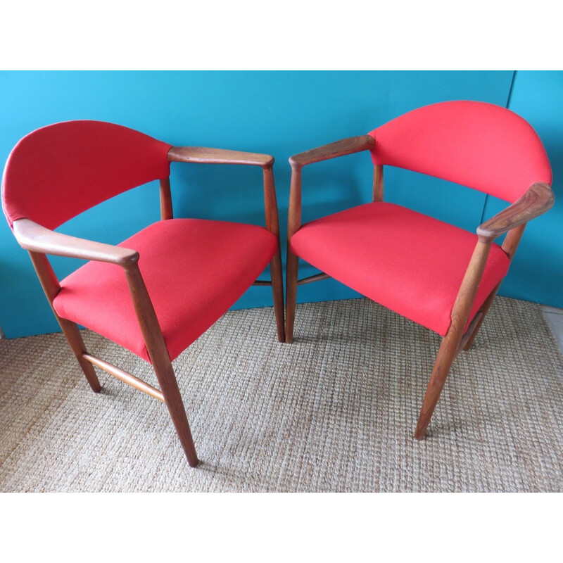 Pair of red armchairs, Erik KIRKEGAARD - 1960s