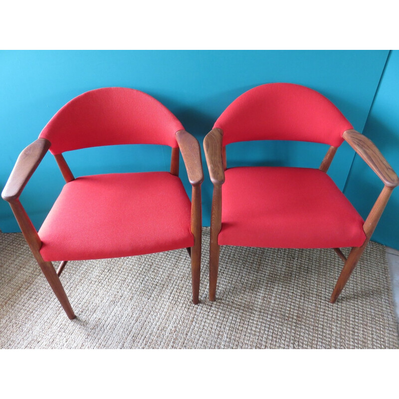 Pair of red armchairs, Erik KIRKEGAARD - 1960s