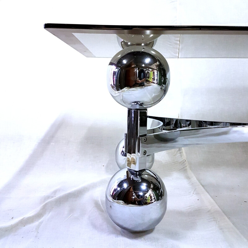 Space age chrome atomic coffee table - 1970s 
