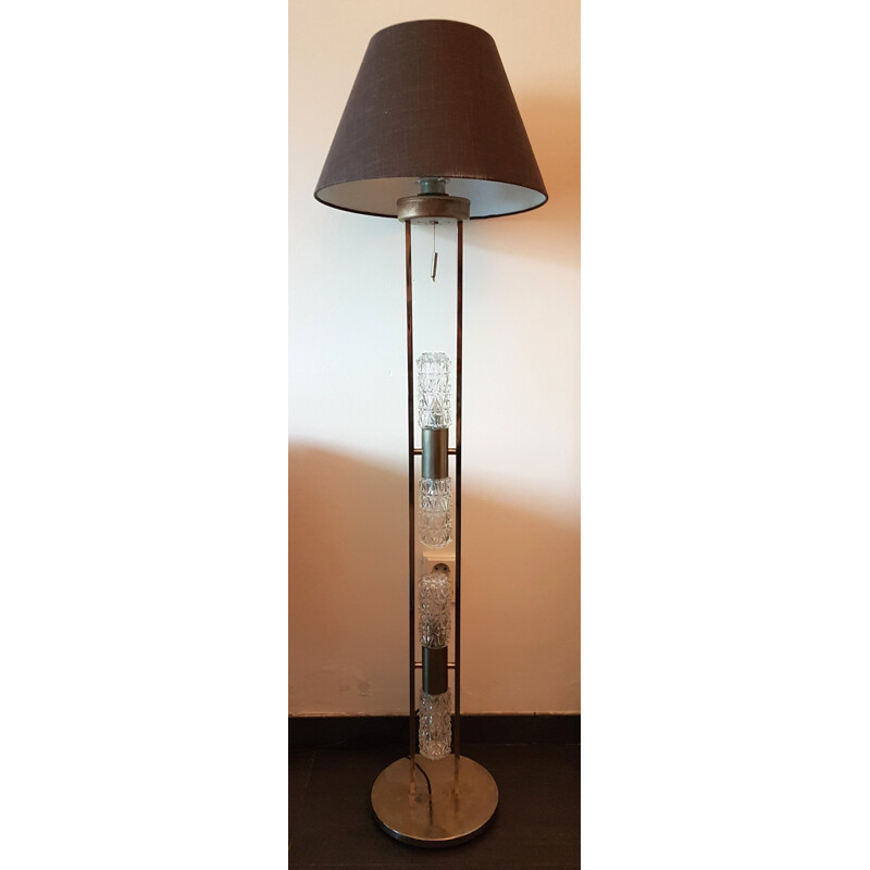 Regency chromed and crystal floor lamp - 1970s