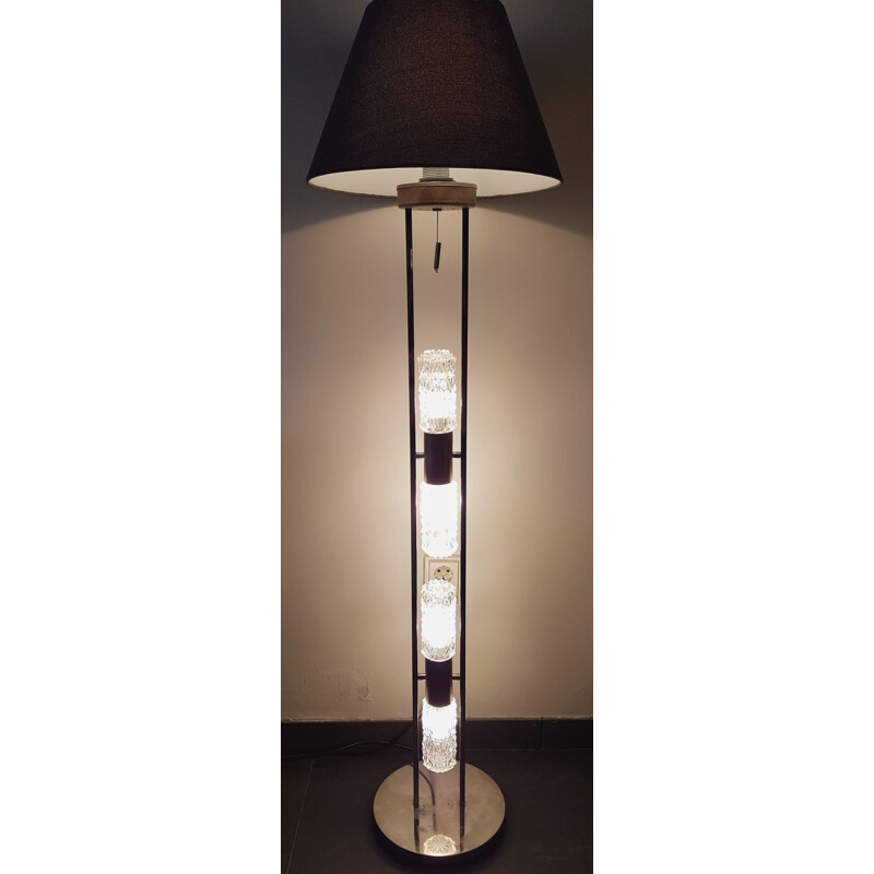 Lampadaire Regency en chrome et cristal - 1970