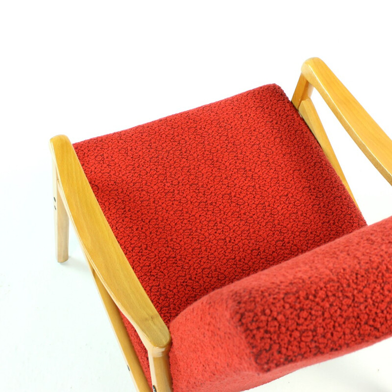 Pair of red vintage armchairs produced by Interier Praha - 1960s