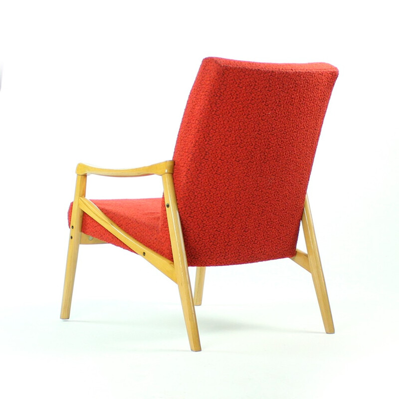 Pair of red vintage armchairs produced by Interier Praha - 1960s