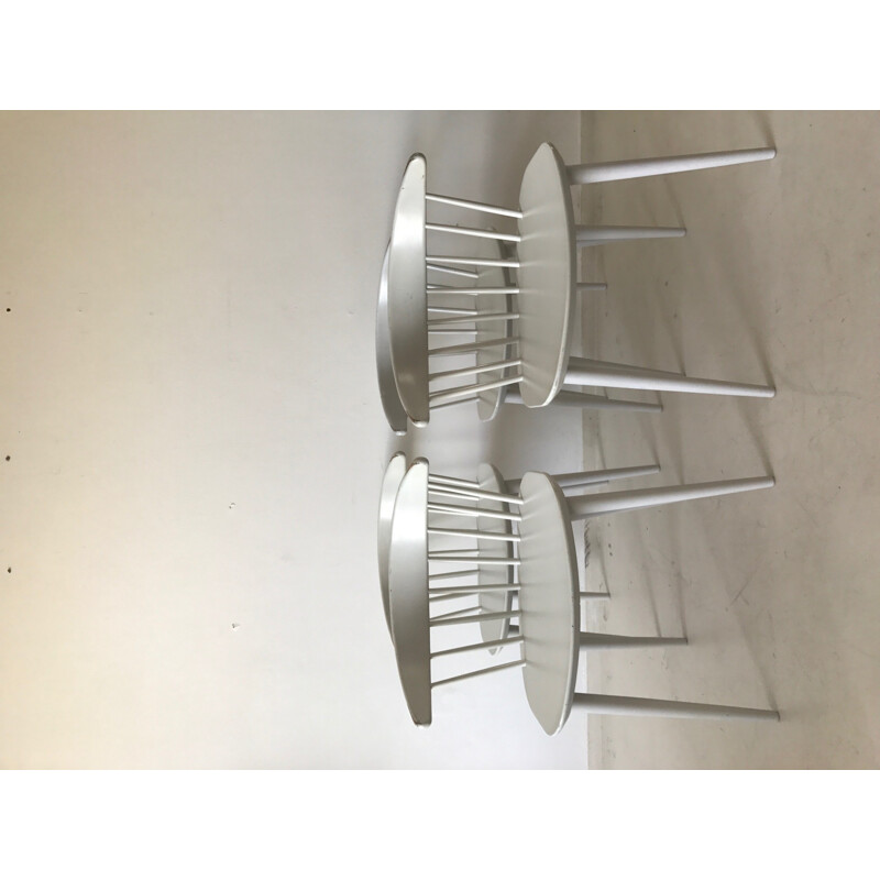Set of 4 white "J104" dining chairs by Jørgen Bækmark for FDB Møbler - 1960s