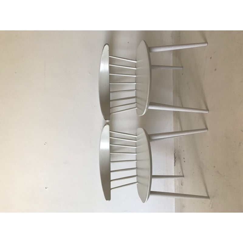 Set of 4 white "J104" dining chairs by Jørgen Bækmark for FDB Møbler - 1960s