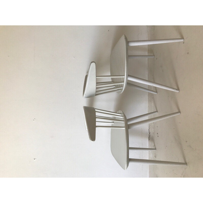 Set of 4 white "J104" dining chairs by Jørgen Bækmark for FDB Møbler - 1960s