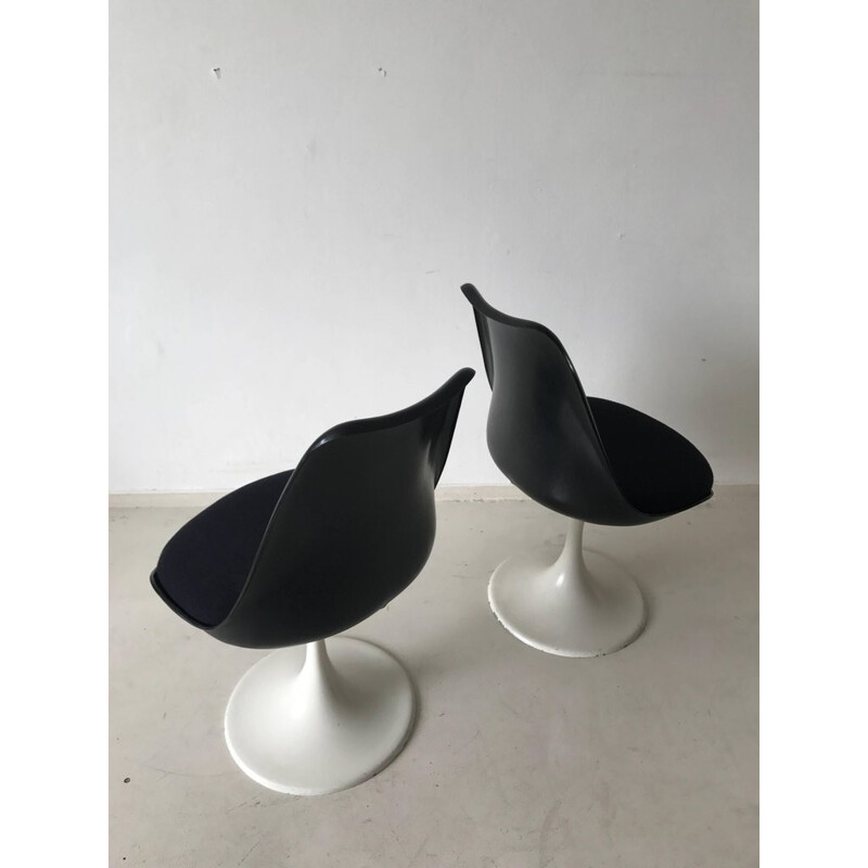 Set of 5 black "Tulip" chairs by Eero Saarinen for Pastoe - 1960s