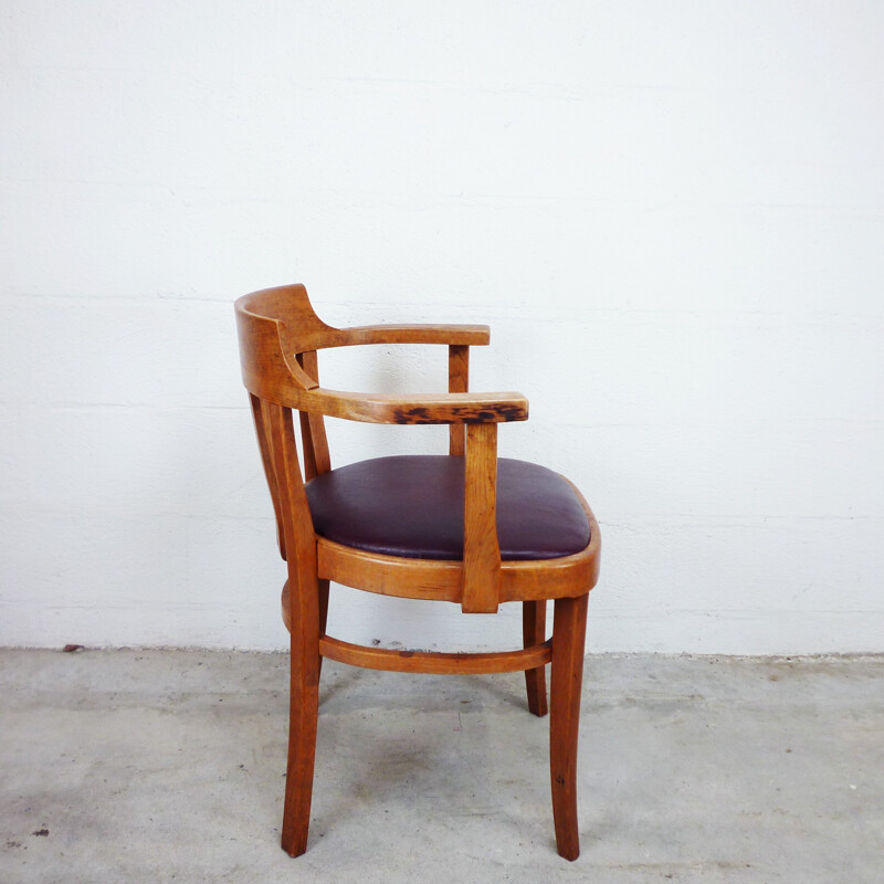 Vintage office armchair in solid wood - 1950s