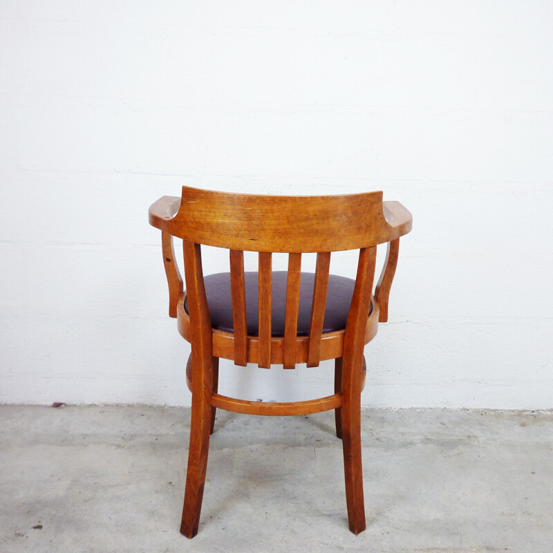 Fauteuil de bureau vintage en bois massif - 1950