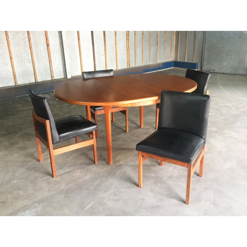 Set of table and 4 vintage Danish dining chairs - 1970s