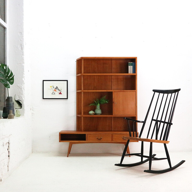 Vintage Asymmetrical cherrywood shelf high board - 1950s