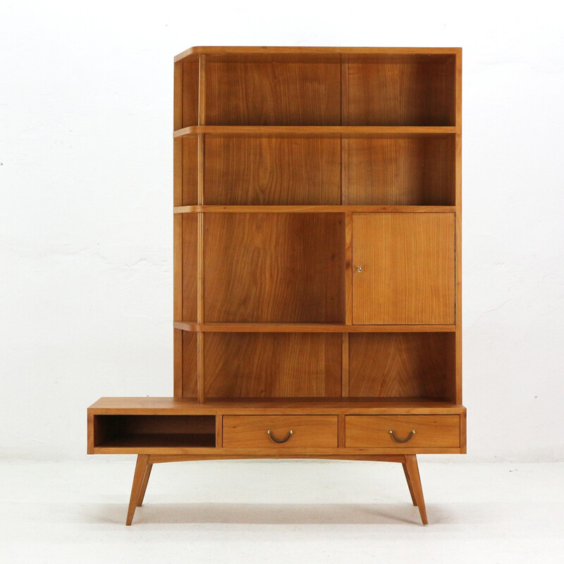 Vintage Asymmetrical cherrywood shelf high board - 1950s