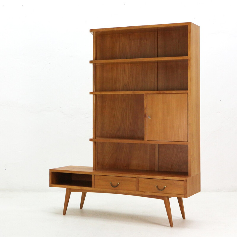 Vintage Asymmetrical cherrywood shelf high board - 1950s