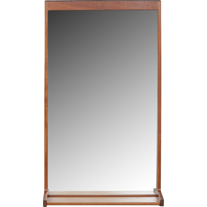 Vintage teak mirror with shelf by Aksel Kjersgaard - 1960s