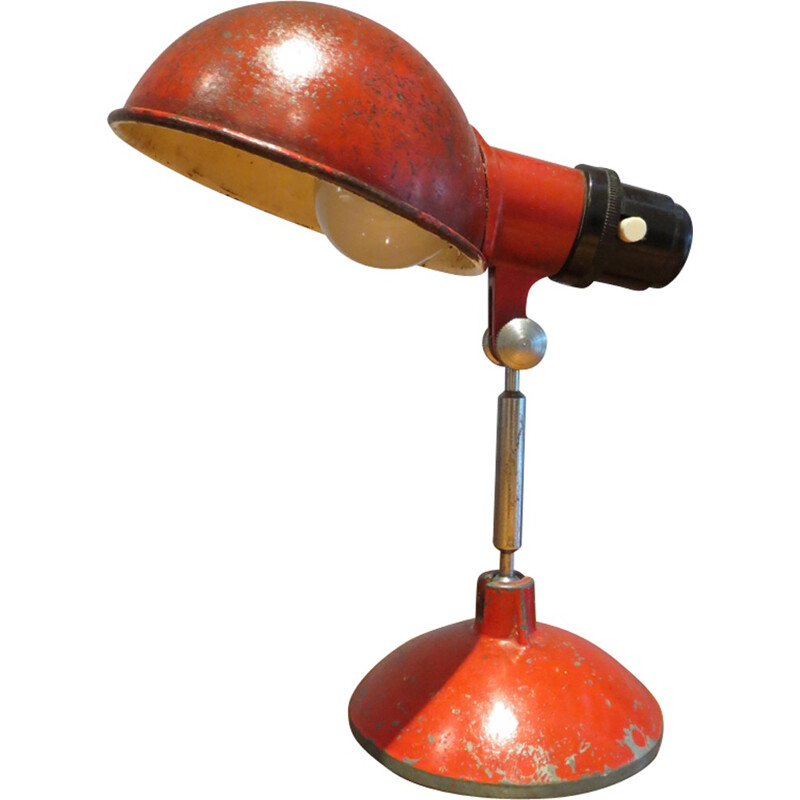 Red British Vintage Industrial Lamp by Grail - 1950s