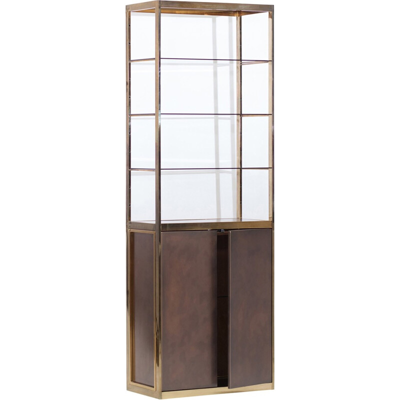 Copper and brass display cabinet by Maison Jansen - 1970s