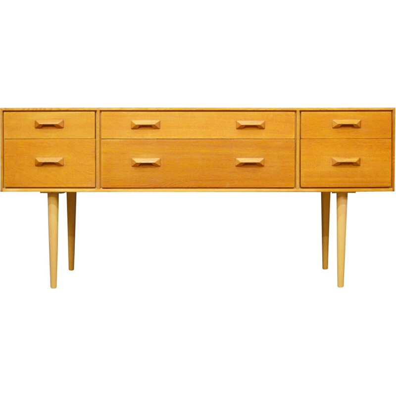 Vintage oak chest of drawers by John and Sylvia Reid for Stag - 1960s