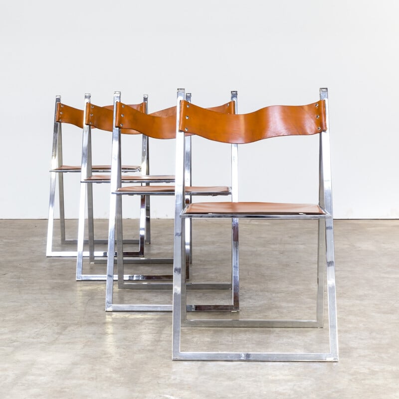 Set of 4 folding chairs ‘elios’ by Fontoni & Geraci - 1960s