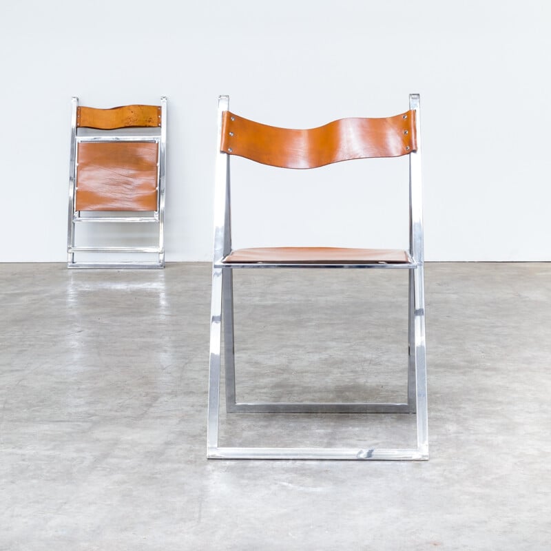 Set of 4 folding chairs ‘elios’ by Fontoni & Geraci - 1960s