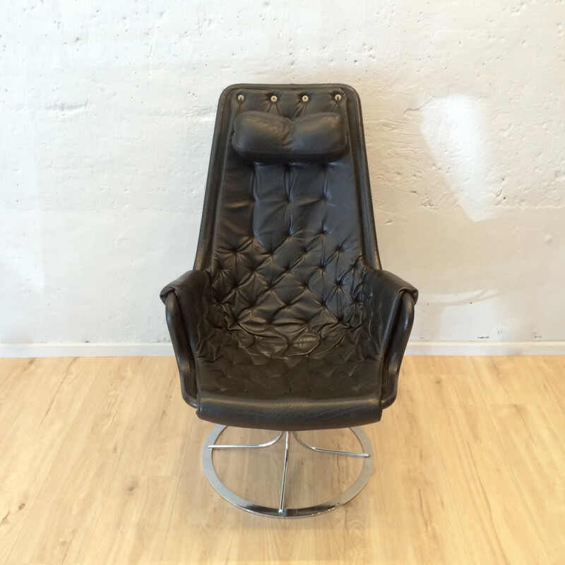 "Jetson" armchair in black leather, Bruno MATHSSON - 1960s