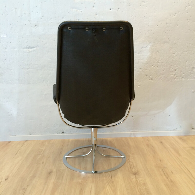 "Jetson" armchair in black leather, Bruno MATHSSON - 1960s