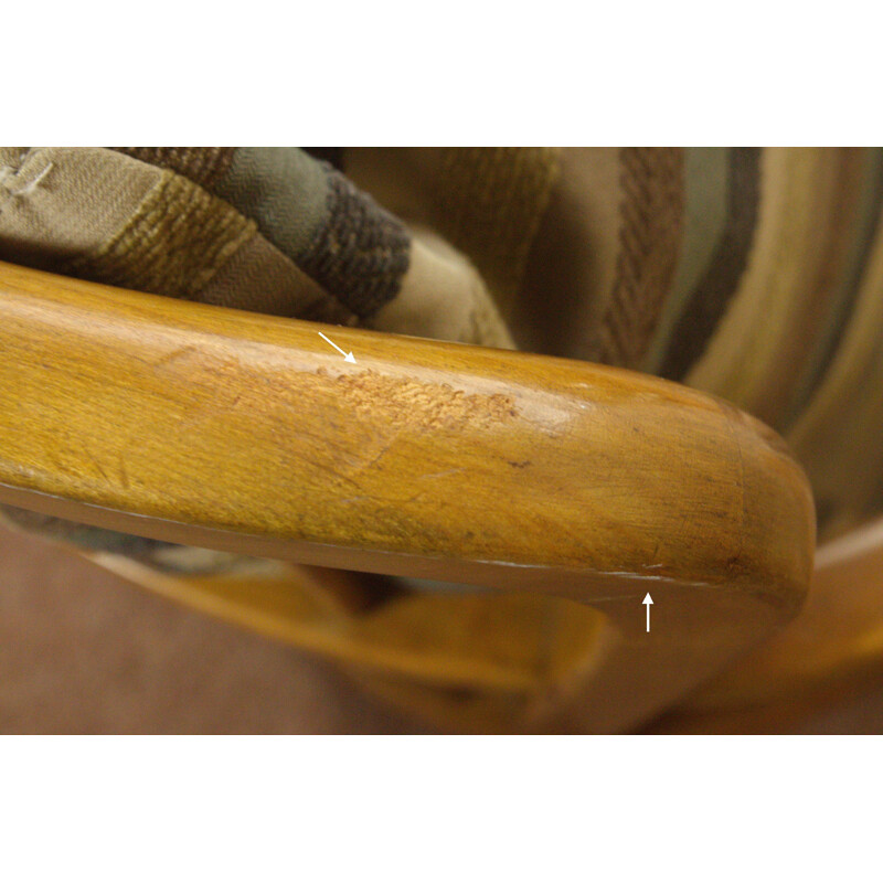 Fauteuil vintage en bois et noyau de ressort - 1950