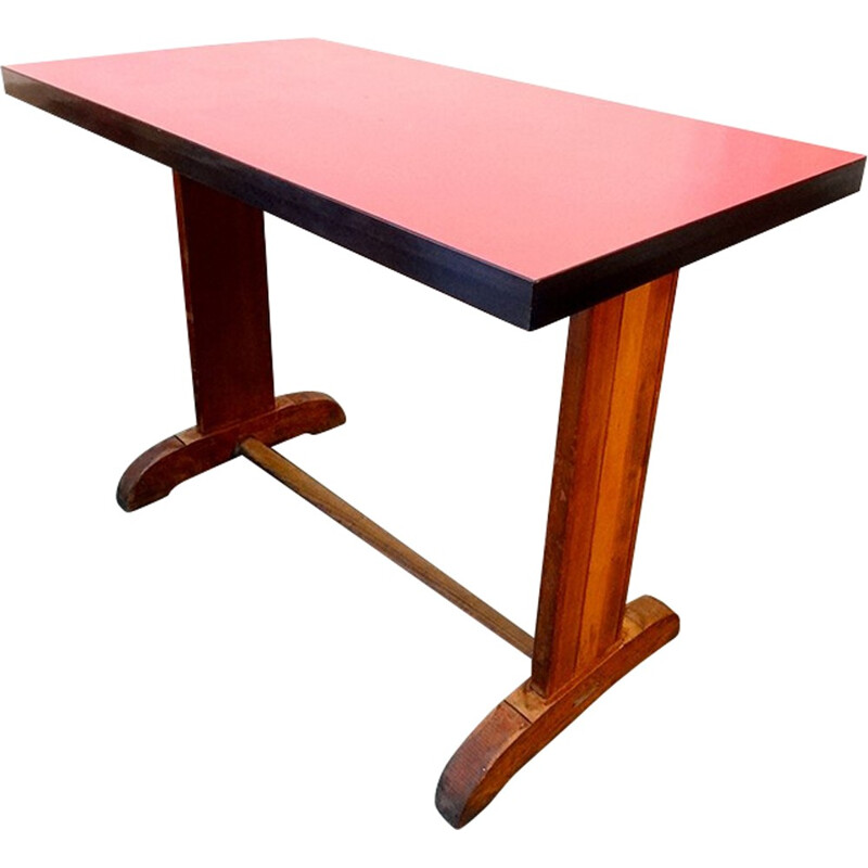 Table vintage en formica rouge Martin Meallet - 1930
