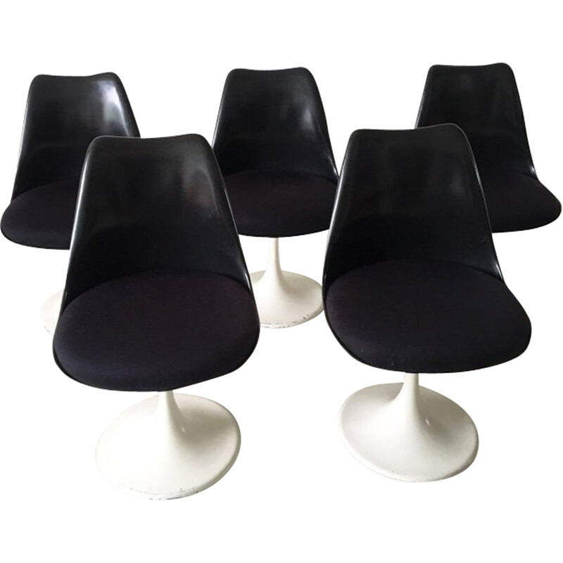 Suite de 5 chaises "Tulip" noirs d'Eero Saarinen pour Pastoe - 1960