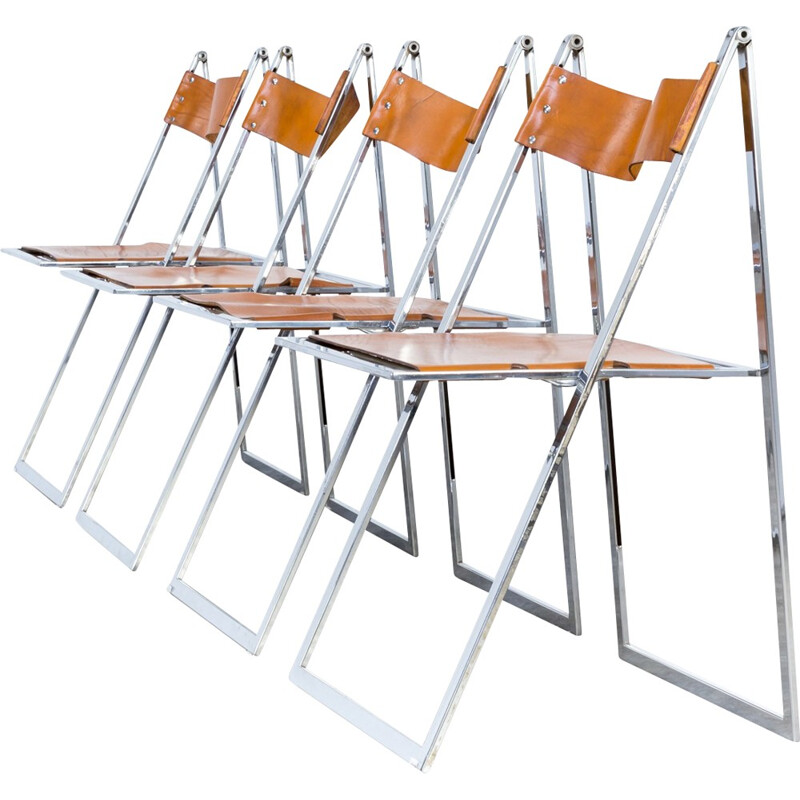 Set of 4 folding chairs ‘elios’ by Fontoni & Geraci - 1960s