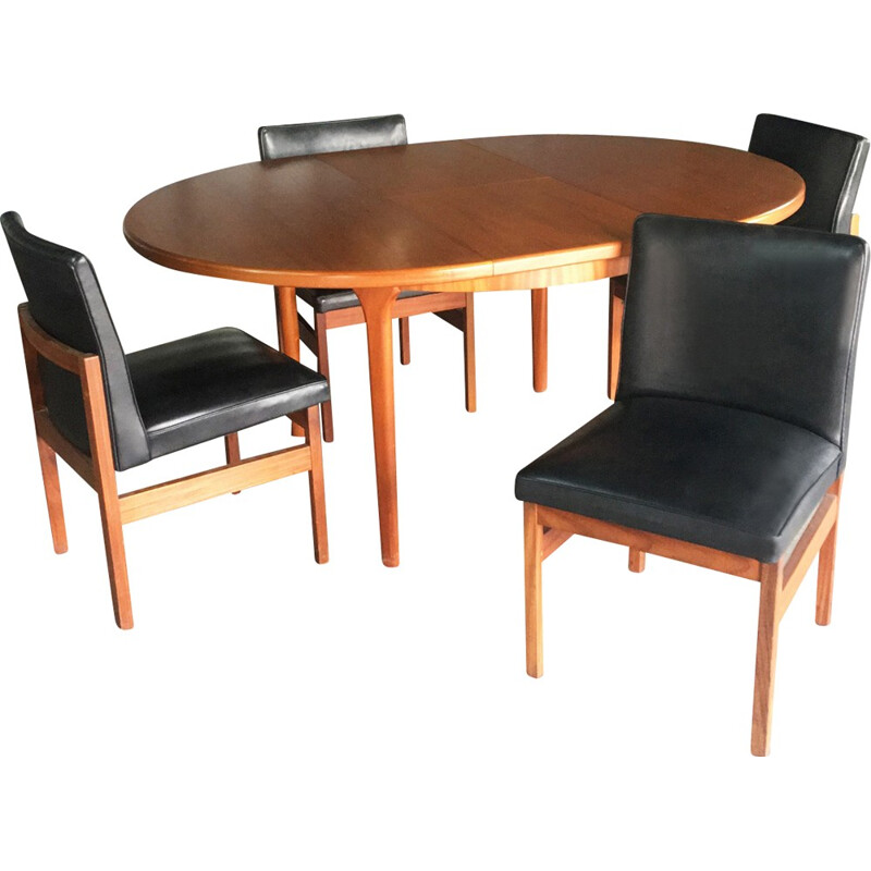 Ensemble de salle à manger (4 chaises) vintage scandinave - 1970
