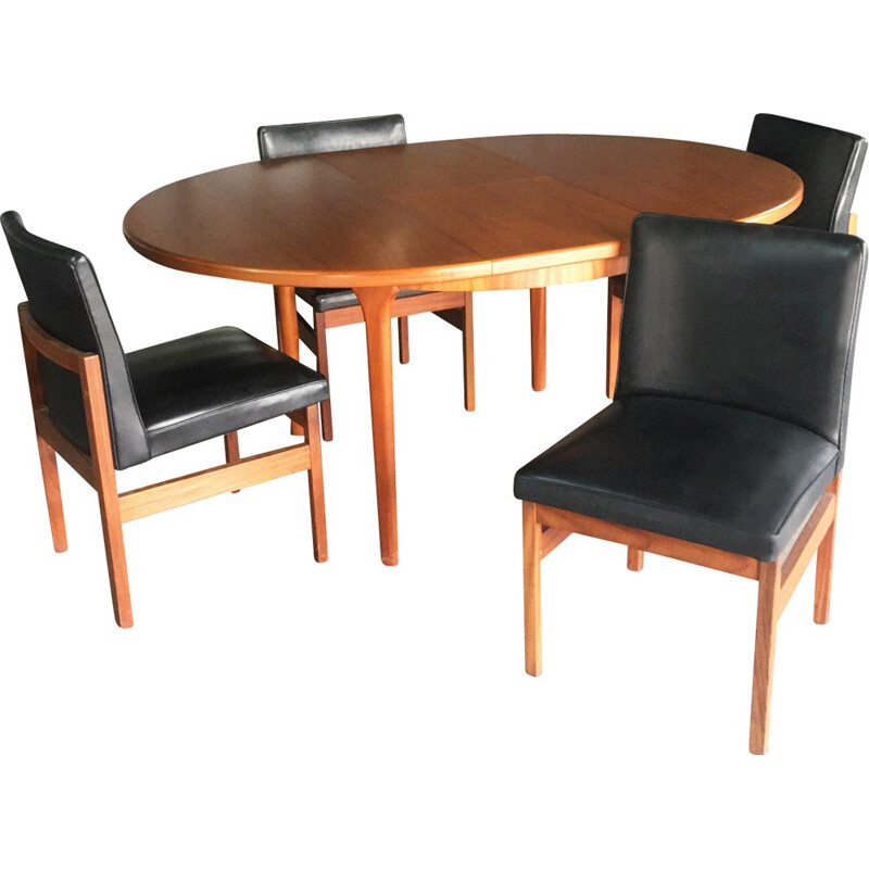 Set of table and 4 vintage Danish dining chairs - 1970s