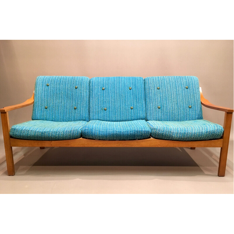 Canapé en teck turquoise design scandinave - 1950