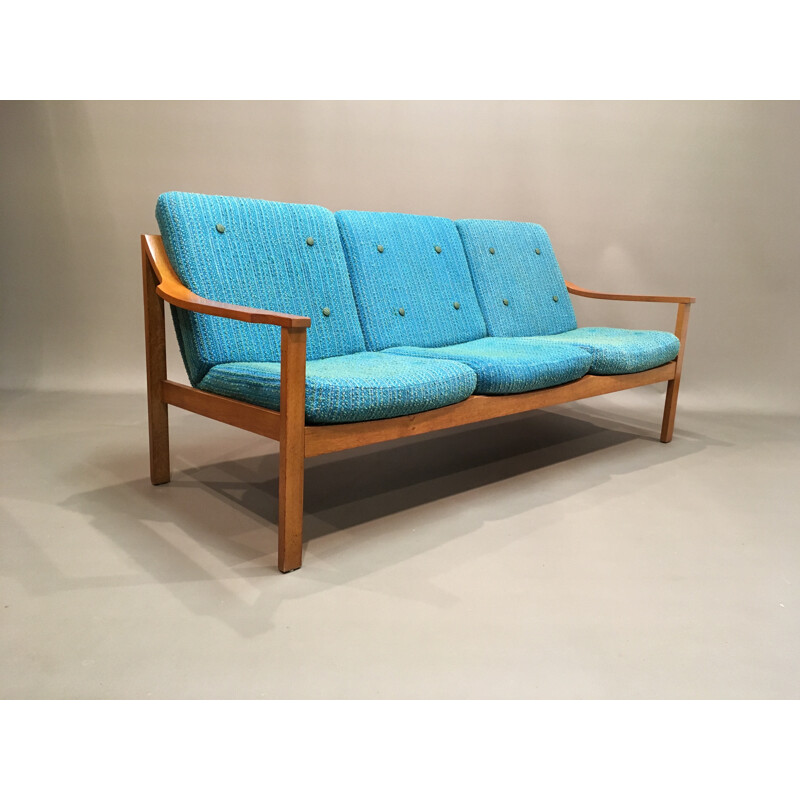 Canapé en teck turquoise design scandinave - 1950
